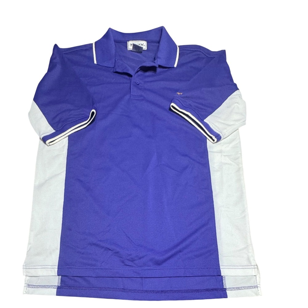 Tonix Polo Shirt Mens Large Crown Royal Embroidered Purple White Technofine